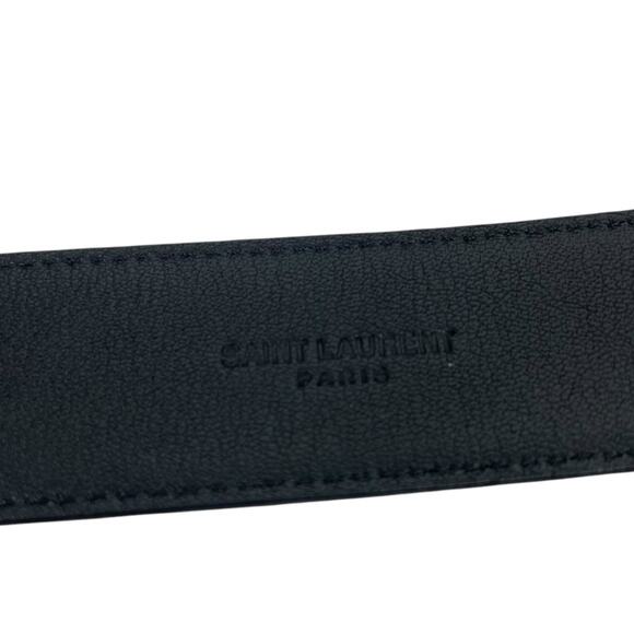 Saint Laurent Cassandre Grained Leathe Belt Square Buckle Black Size 105/42 - Picture 9 of 11